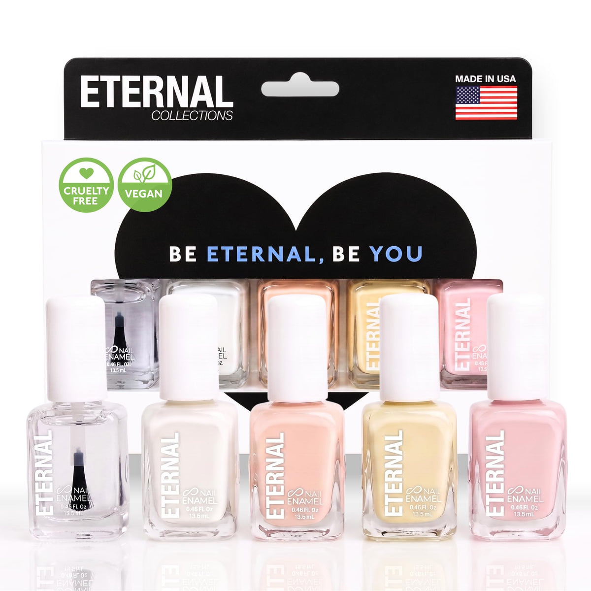 Eternal Colección – Juego de 5 piezas: Larga duración, secado rápido, esmalte de uñas de brillo espejo – endurecedor, acabado brillante y brillante – 0,46 onzas fluidas cada uno (Et voíla)