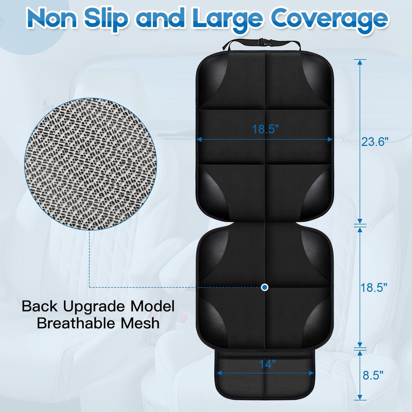 LAIXIAO Protectores de Asiento de Coche Impermeables, Bolsas de Almacenamiento para Asiento, Protector de Seguridad (Negro 2 Pieza)
