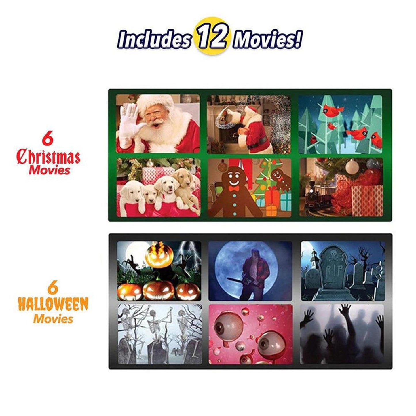 Proyector LED De Luz Para Halloween Y Navidad 12 Películas Integradas Exteriores