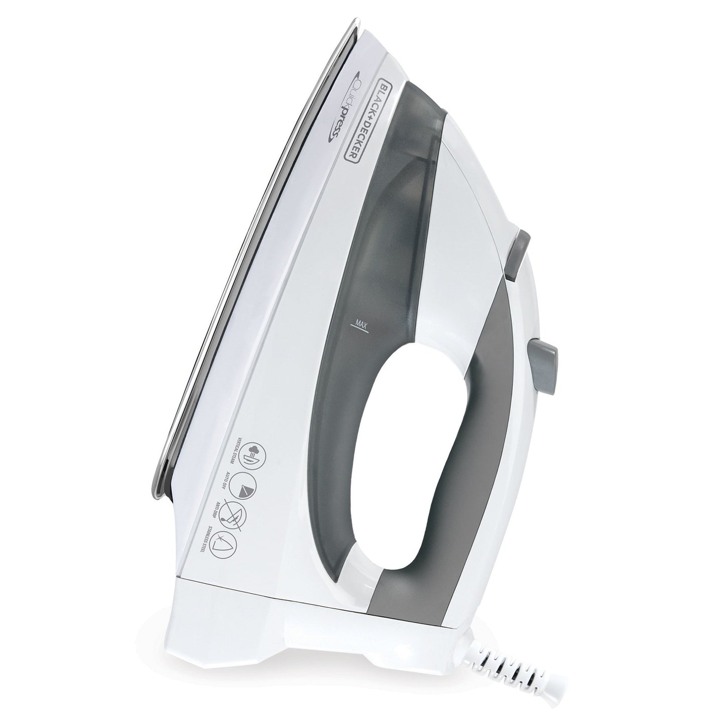 BLACK + DECKER F976 Quickpress - Plancha con tecnología de Vapor Inteligente, Blanco/Plateado