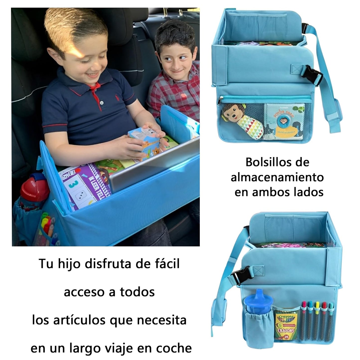 Bandeja de Viaje para Niños, Bandeja para Silla de Auto, Adecuado para Actividades en Asientos de Automóviles y Aviones, Artículos Esenciales para Viajes Por Carretera para Niños Pequeños