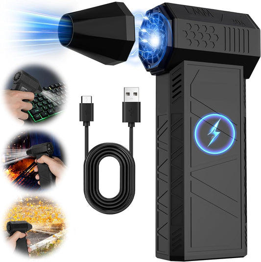 KIZCGE Plumero de Aire Comprimido, Soplador Eléctrico 130000 RPM, 3 Velocidades, Batería Recargable para Automóvil, Hogar, Exterior, Limpieza de Teclado y PC