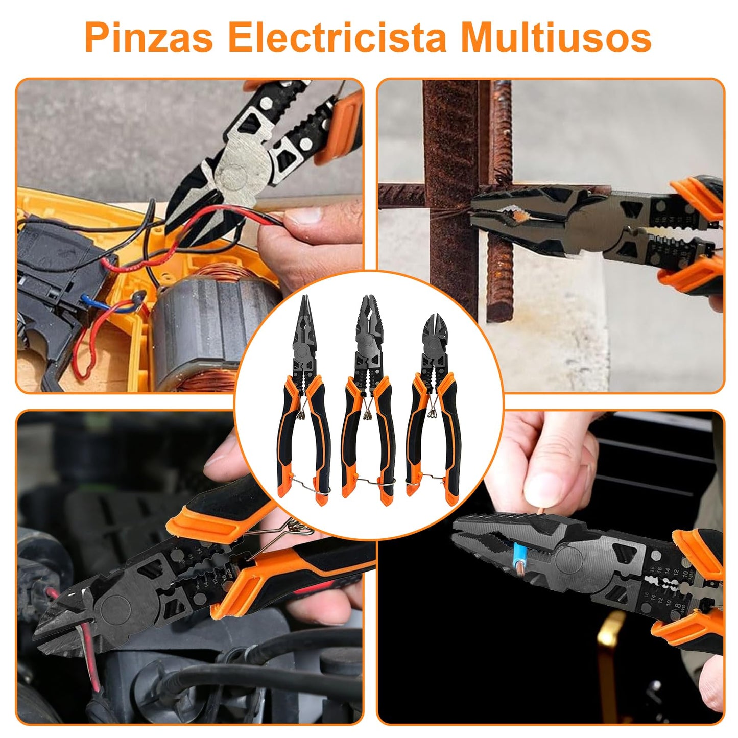 CAVIGLTE 3PCS Pinzas Electricista, Pinzas De Corte,9"Alicates De Punta Larga, 9" Pinza De Punta, 8"Pinza De Corte Diagonal