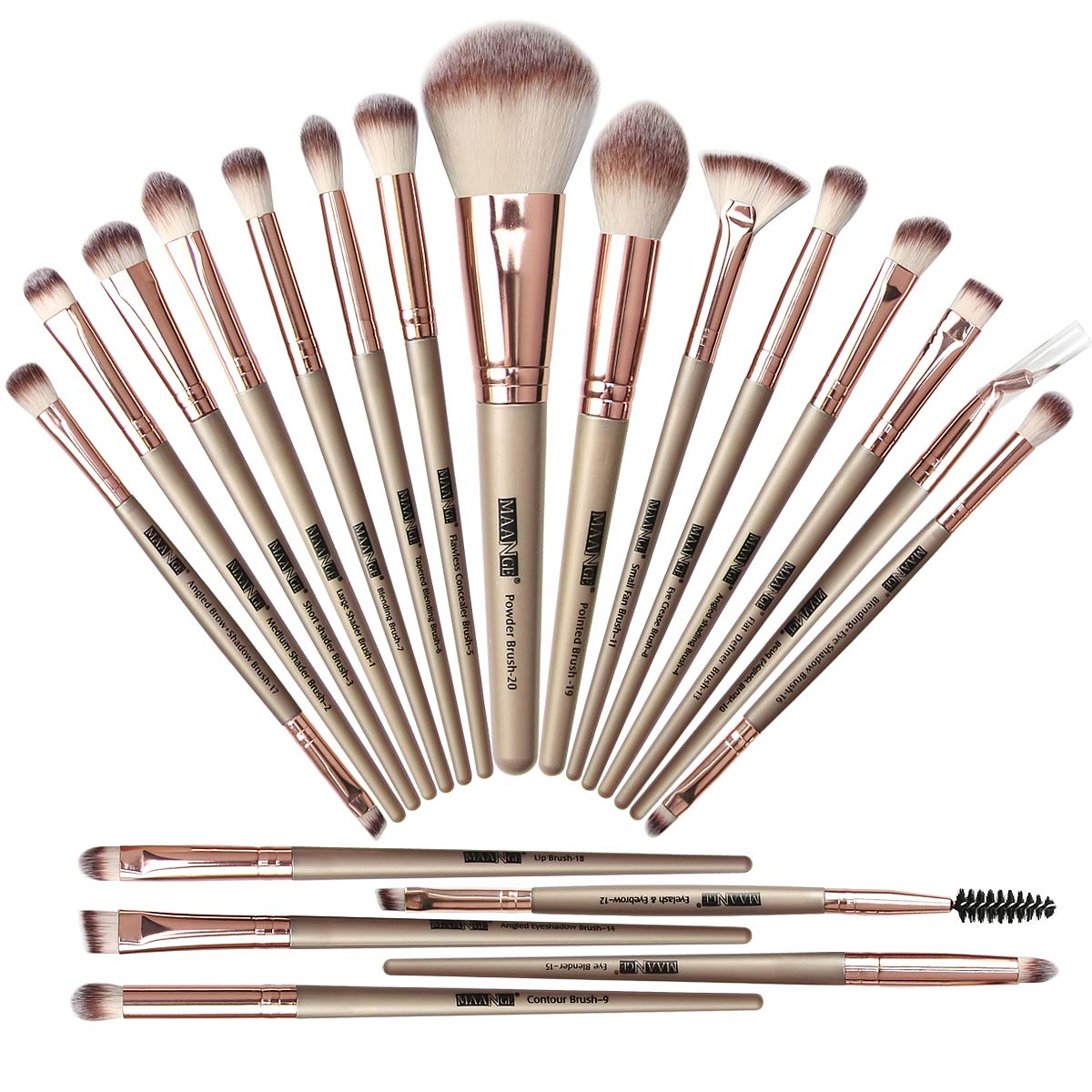 Set de Brochas de Maquillaje MAANGE Champán 20 Piezas Profesionales
