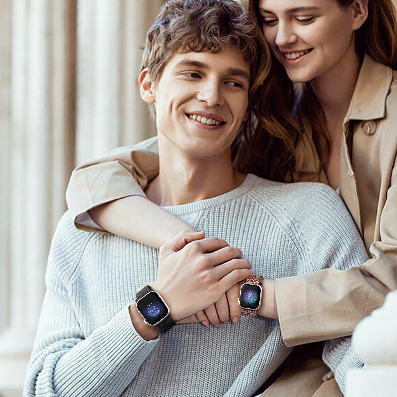 GEAK Trenzada Solo Loop Correa Compatible con Apple Watch Correa 40mm 38mm 41mm 42mm 44mm 46mm 45mm 49mm, Correas Elástica Ajustable de Nylon para iWatch Series 10 9 8 7 6 5 4 3 2 1 SE Ultra 2