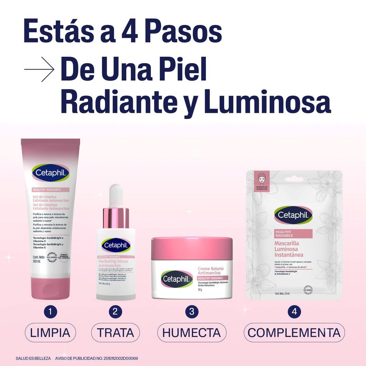 CETAPHIL® HEALTHY RADIANCE Gel de Limpieza Exfoliante Iluminador, Tecnología Gentle Bright, Microesferas de jojoba Vitamina E, Elimina Impurezas y células muertas, 100 ML, Para Todo Tipo de Piel
