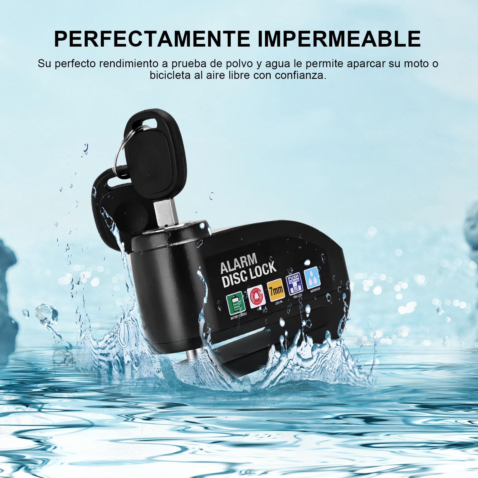Kayoosi Candado de Alarma Para Moto, Alarma de Freno de Disco de 110 Db con Sensor de Movimiento y Cable de Alarma de 4,3 Pies, Impermeable y Antirrobo, Compatible con Vehículos con Llantas de Disco