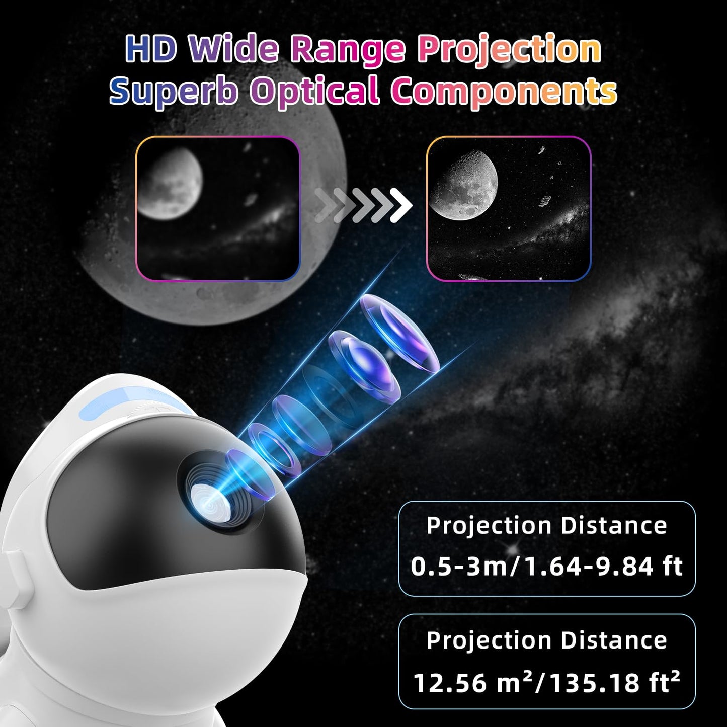 Proyector Galaxy para recámara, proyector de estrella de planetario, 4K reemplazable 13 discos HD Galaxy Discs, techo espacial, cielo estrellado, proyector de luz nocturna con ruido blanco para niños