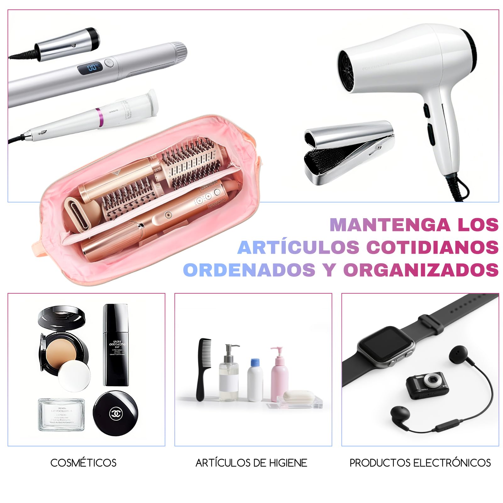 ASVEL Funda De Viaje, Compatible Con Dyson Airwrap/Shark Flexstyle, Hair Tools Bolsa De Viaje, impermeable, para Secadores De Pelo, Peines, Planchas De Pelo (Negro)