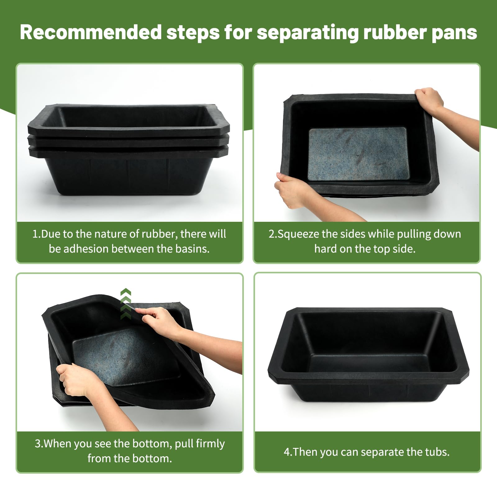 Bandeja de alimentación de goma de 3 piezas, cubo de alimentación para caballos de 10 cuartos, cubo de alimentación grande, cuenco resistente para perros, comedero de goma para caballos, para perros,