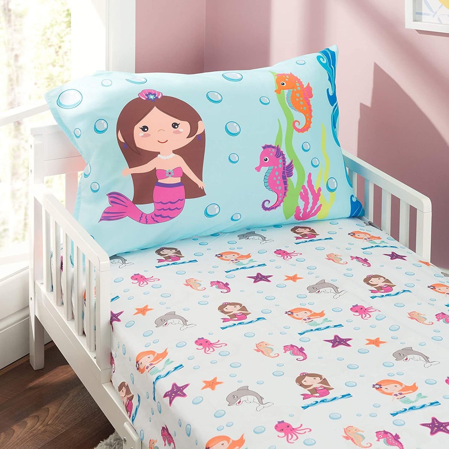 EVERYDAY KIDS Juego de sábanas y fundas de almohada para niños pequeños, juego de sábanas de microfibra suave y transpirable