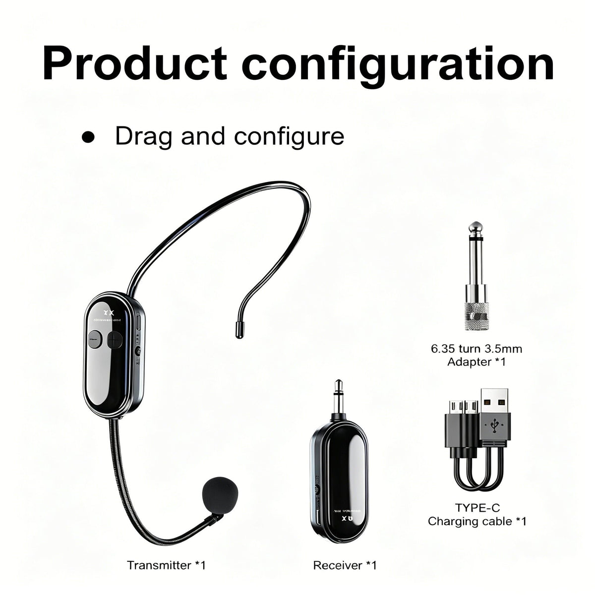 Auriculares Inalámbricos LYAIXZE Negro Rango 100 Pies para Sistema de PA