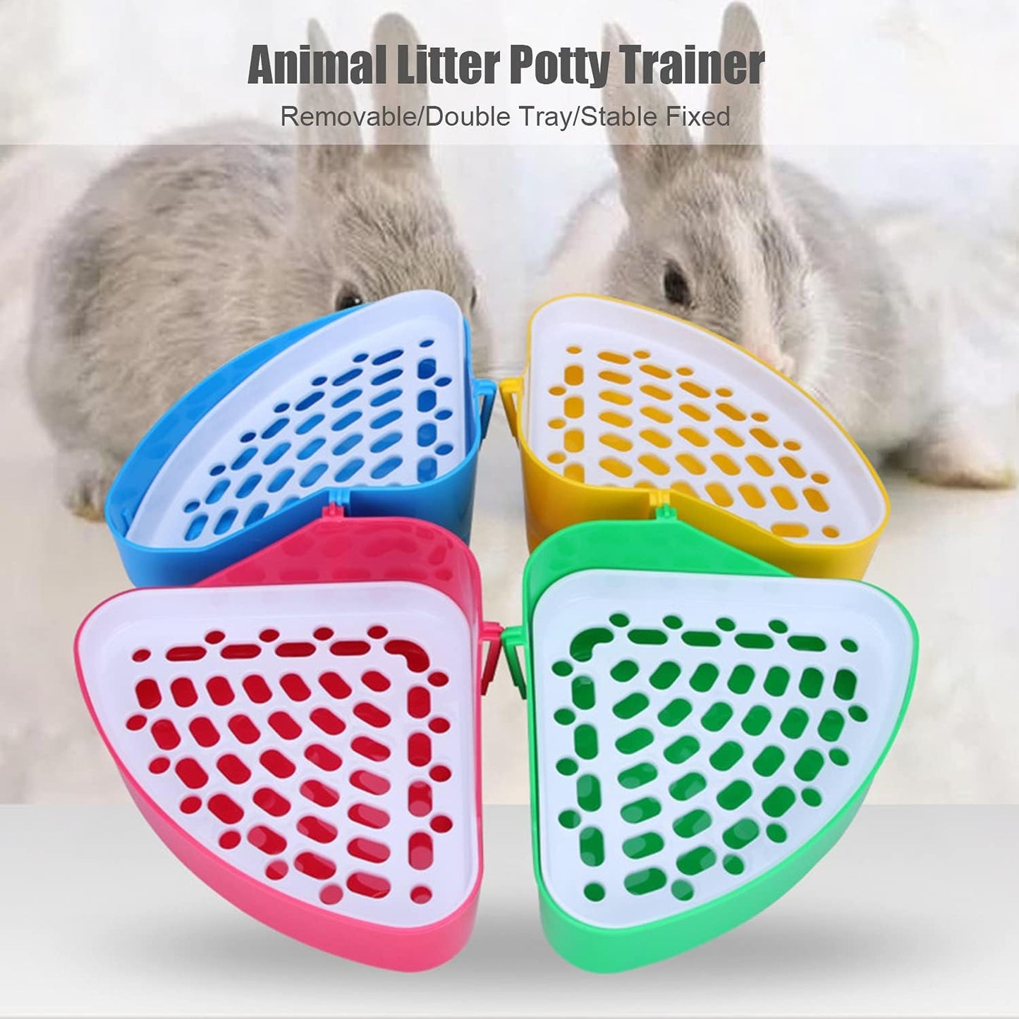 Caja de Arena para Conejos,Orinal de Esquina Inodoro con Rejilla para Suministros para Mascotas para Conejos cobayas Chinchilla hurón Animales pequeños Caja de Arena para Conejos Accesorios (rosa)