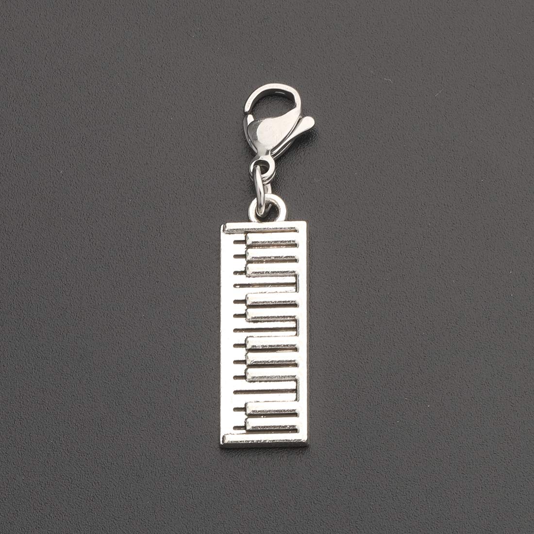 CHOORO - Llavero con colgante de teclado de piano con cierre para pianista, profesor de piano, amantes de la música, Gris, 3inch