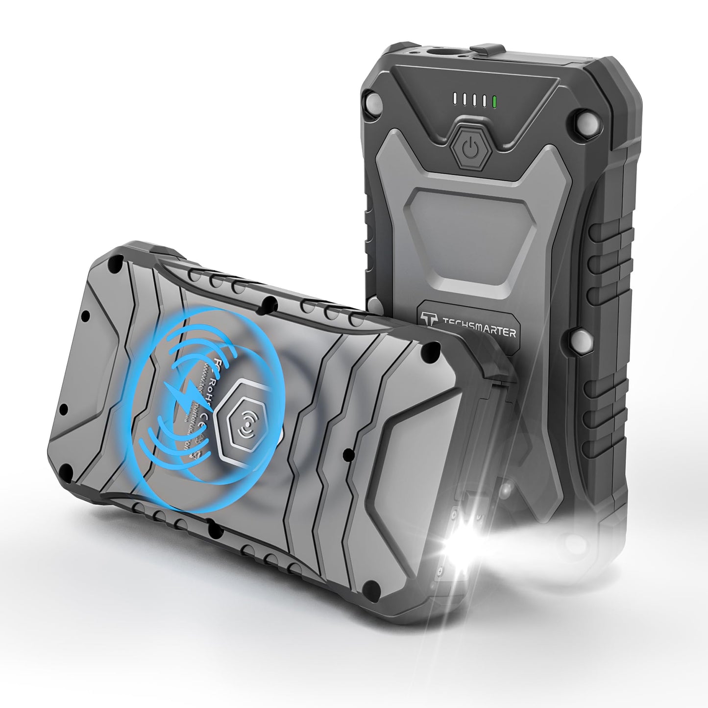 Cargador Portátil TECHSMARTER Negro Resistente e Impermeable Banco de Energía 20000 mAh para Exteriores y Camping