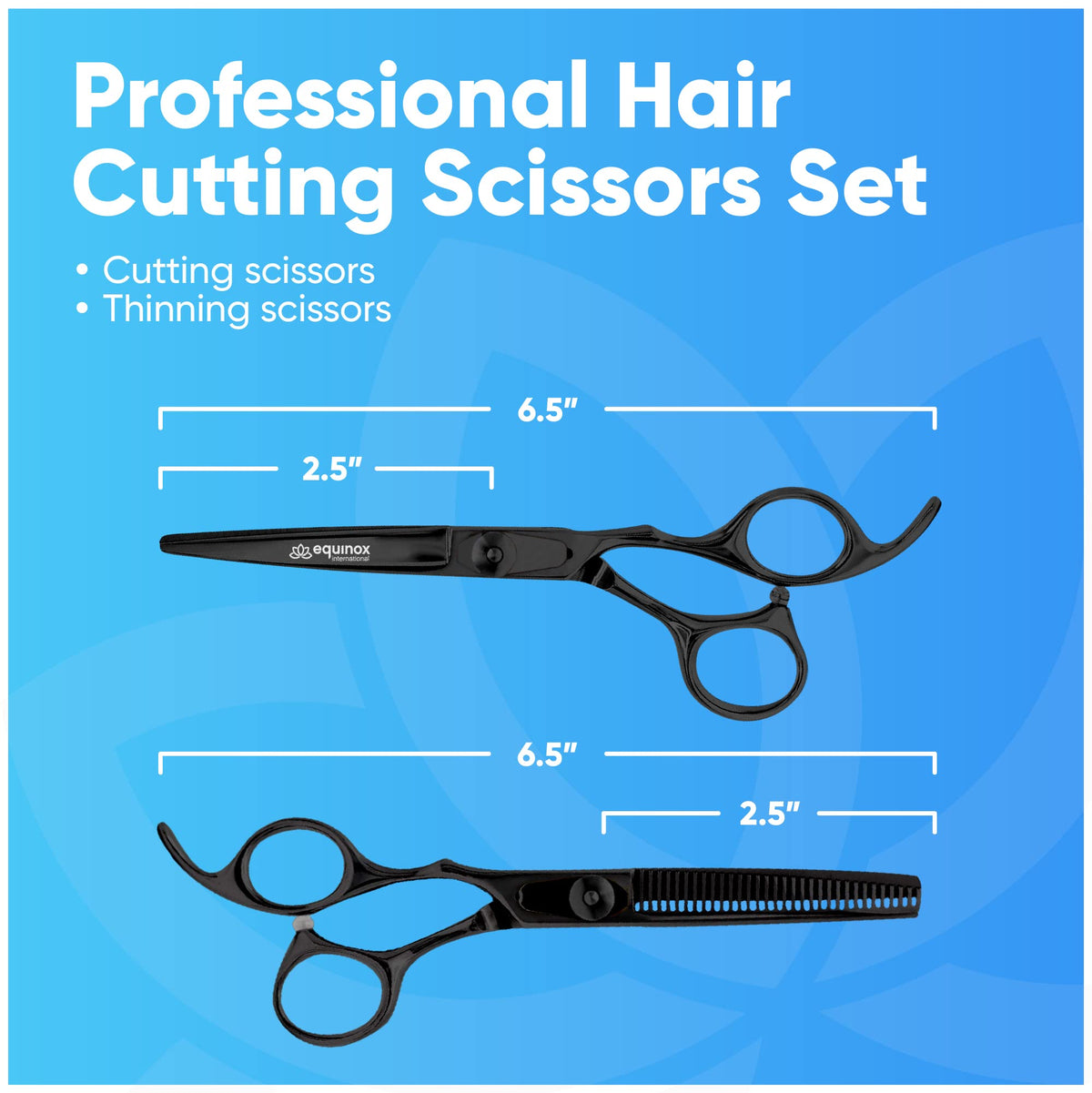 Equinox Professional Razor Edge Series Tijeras de corte de cabello - Tijeras de barbería para cortar y adelgazar cabello & Tijeras de texturizado - 16,5 cm - Para hombres/mujeres/niños/salón y hogar