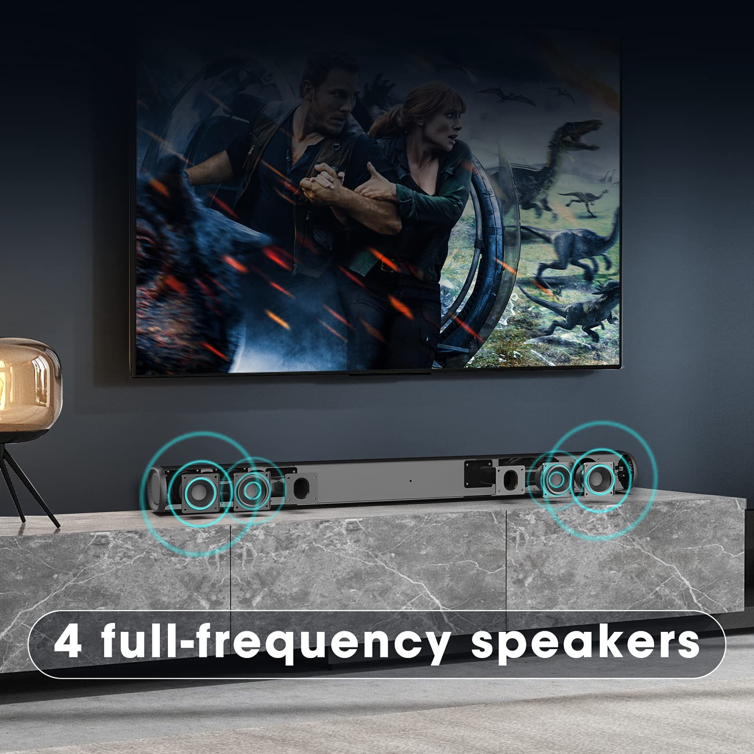 BESTISAN Barras de sonido para TV, con cable e inalámbrico, Bluetooth 5.0, barra de sonido de 34 pulgadas, barra de sonido para cine en casa, conexión HDMI-ARC/óptica/coaxial/AUX/USB/Bluetooth,