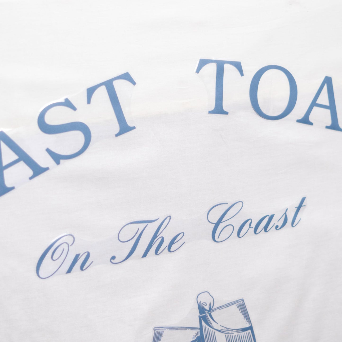 Gostman Last Toast on The Coast - Calcomanía de pared con texto en inglés "Last Toast on The Coast", letras azules con diseño de copa de vino, decoración de fiesta de boda (calcomanía costera)