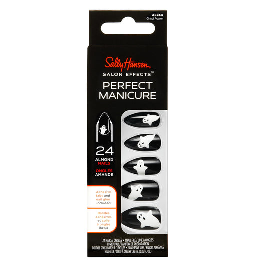 Sally Hansen Salon Effects® Perfect Manicure, Ghoul Power, Uñas postizas, Pestañas adhesivas que no dañan, Lima y Toallita con alcohol incluidos