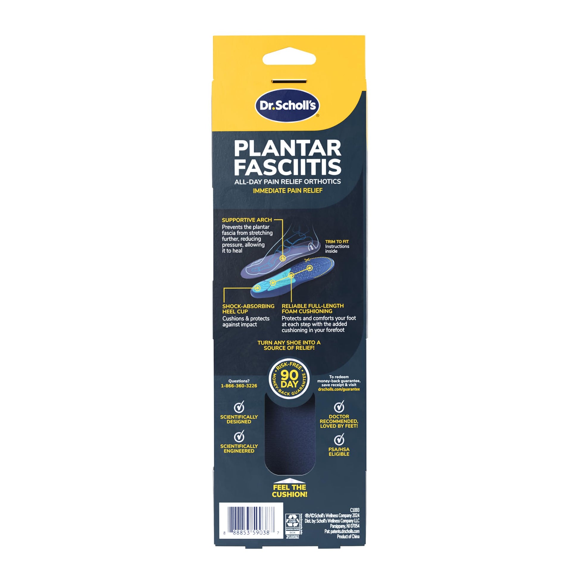 Ortesis Dr. Scholl's Negra Alivio del Dolor para Fascitis Plantar para Mujer en Tallas 6-10