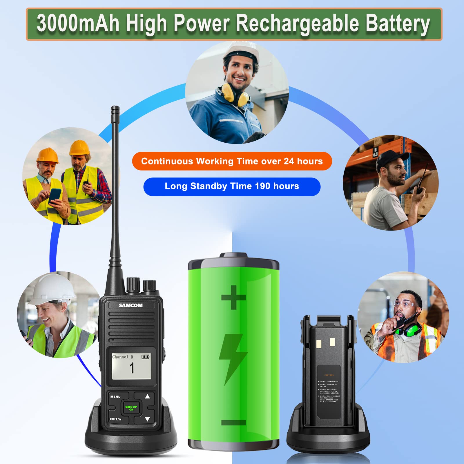 Radios Bidireccionales Recargables SAMCOM FPCN10A 3000mAh Batería de Polímero de Iones de Litio 3.7V