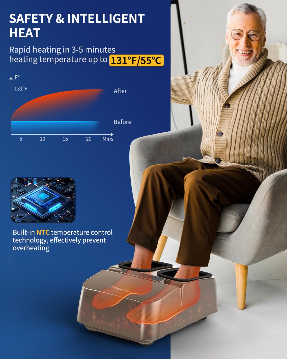 Máquina Masajeadora de Pies Mountrax Calor Shiatsu Amasamiento Profundo para Fascitis Plantar y Dolor para Hombres y Mujeres