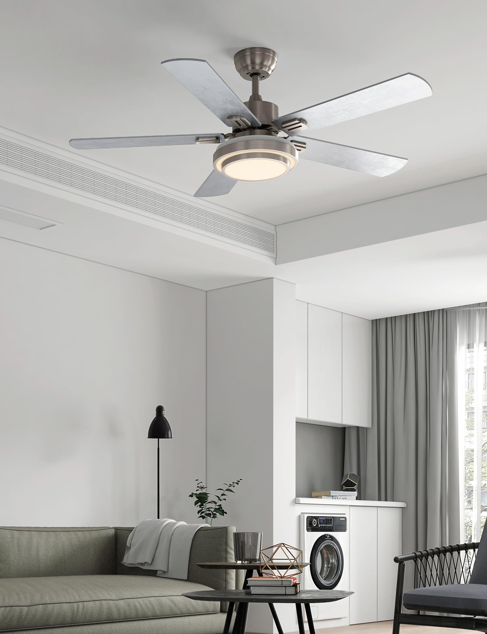 Ventilador de Techo Warmiplanet Níquel Cepillado con Control Remoto y Luces 52 Pulgadas 5 Cuchillas