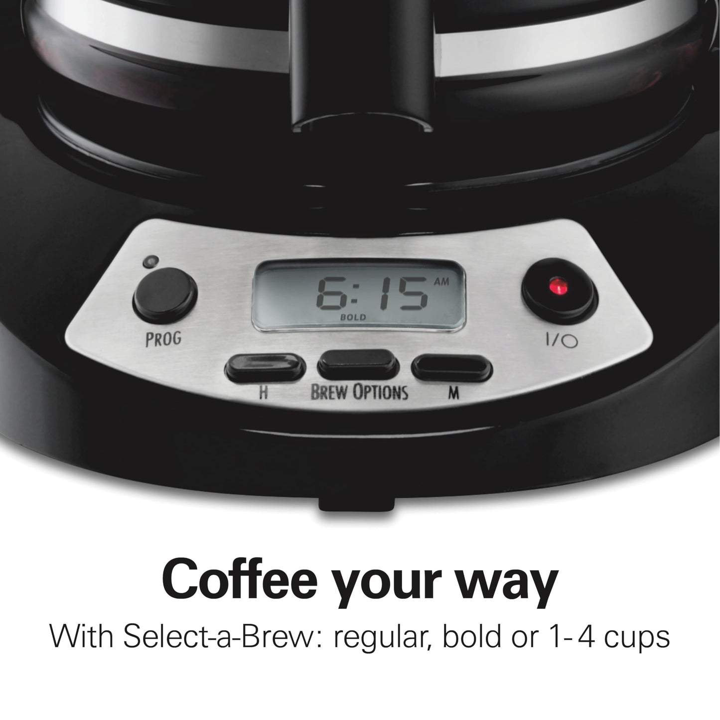 Hamilton Beach Cafetera para 12 Tazas, Programable, 3 Opciones de Preparación, Jarra de Vidrio, Negra (46299)