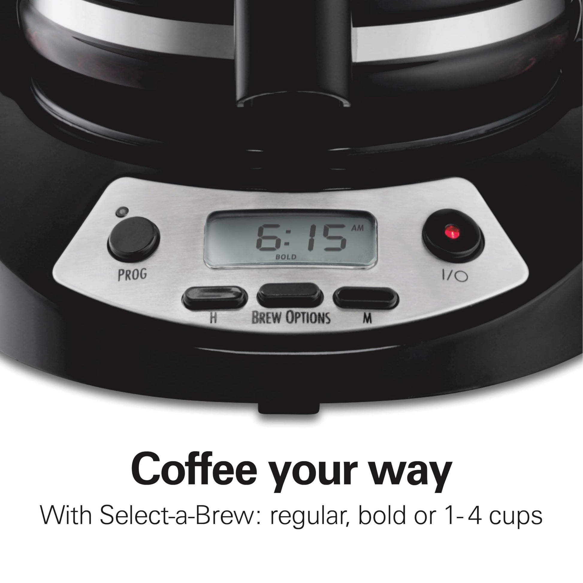Hamilton Beach Cafetera para 12 Tazas, Programable, 3 Opciones de Preparación, Jarra de Vidrio, Negra (46299)