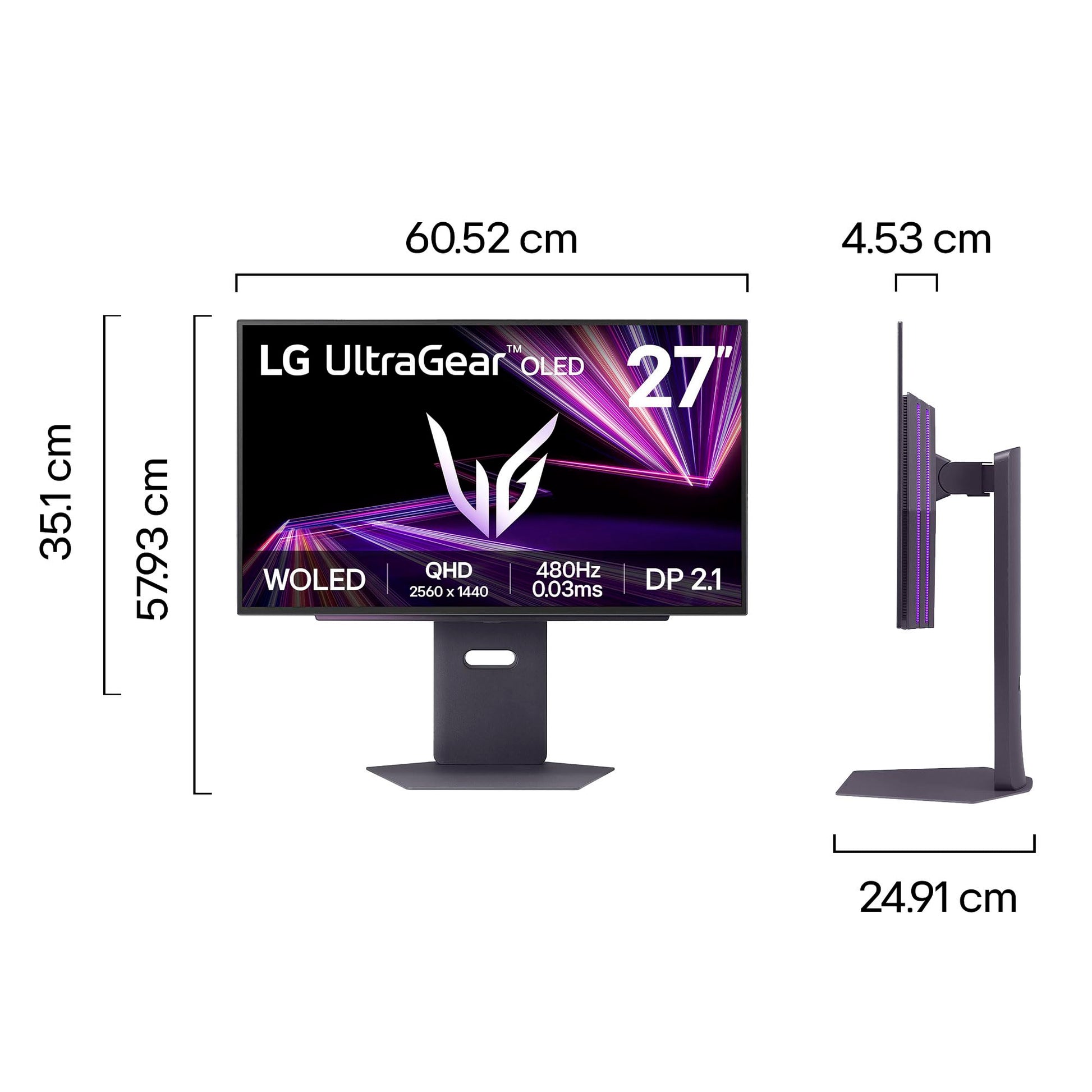 LG Monitor OLED Gaming 27" Refresh Rate 480Hz QHD, 27GX790A-B (2560 x 1440), Tiempo de Respuesta de 0.03 ms (GtG), Contrast Ratio: 1500000:1