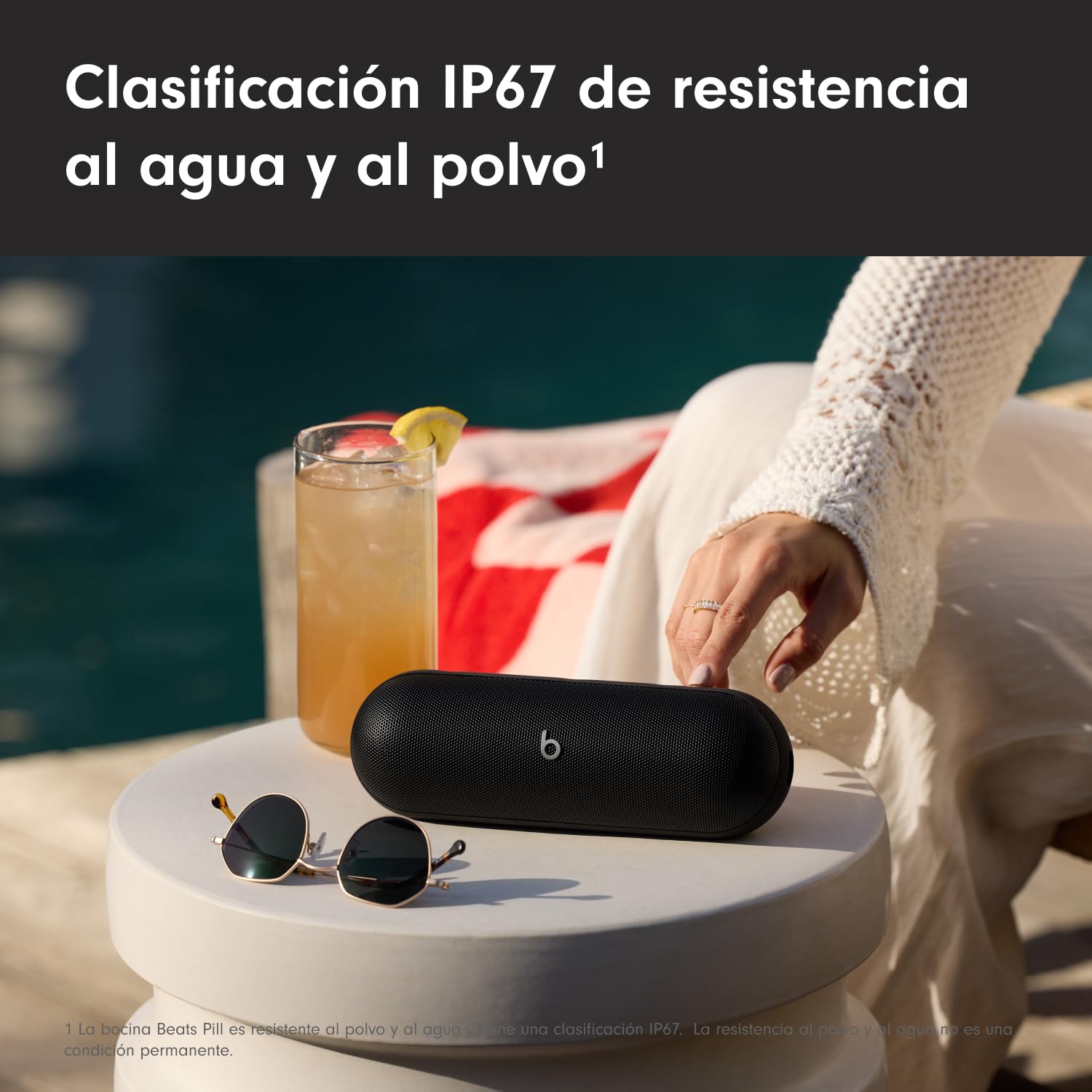 Beats Pill (Última versión)– Altavoz Bluetooth portátil, hasta 24 Horas de batería, Resistente al Agua, Compatible con Apple y Android, Sonido Potente para el hogar, Exteriores y Viajes– Negro Mate