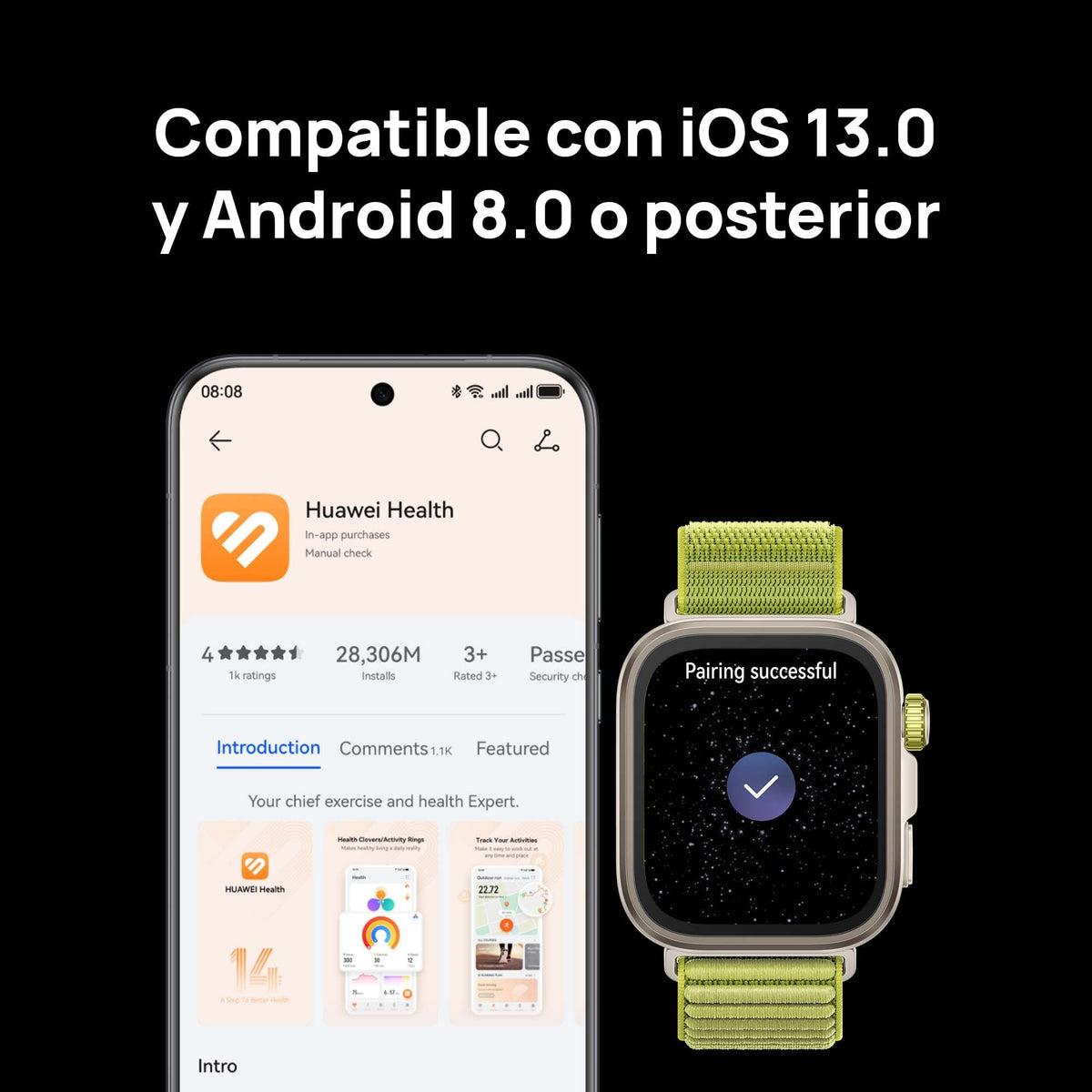 Smartwatch HUAWEI Watch FIT 4 Pro Azul con GPS y Pantalla de Zafiro 1.82"