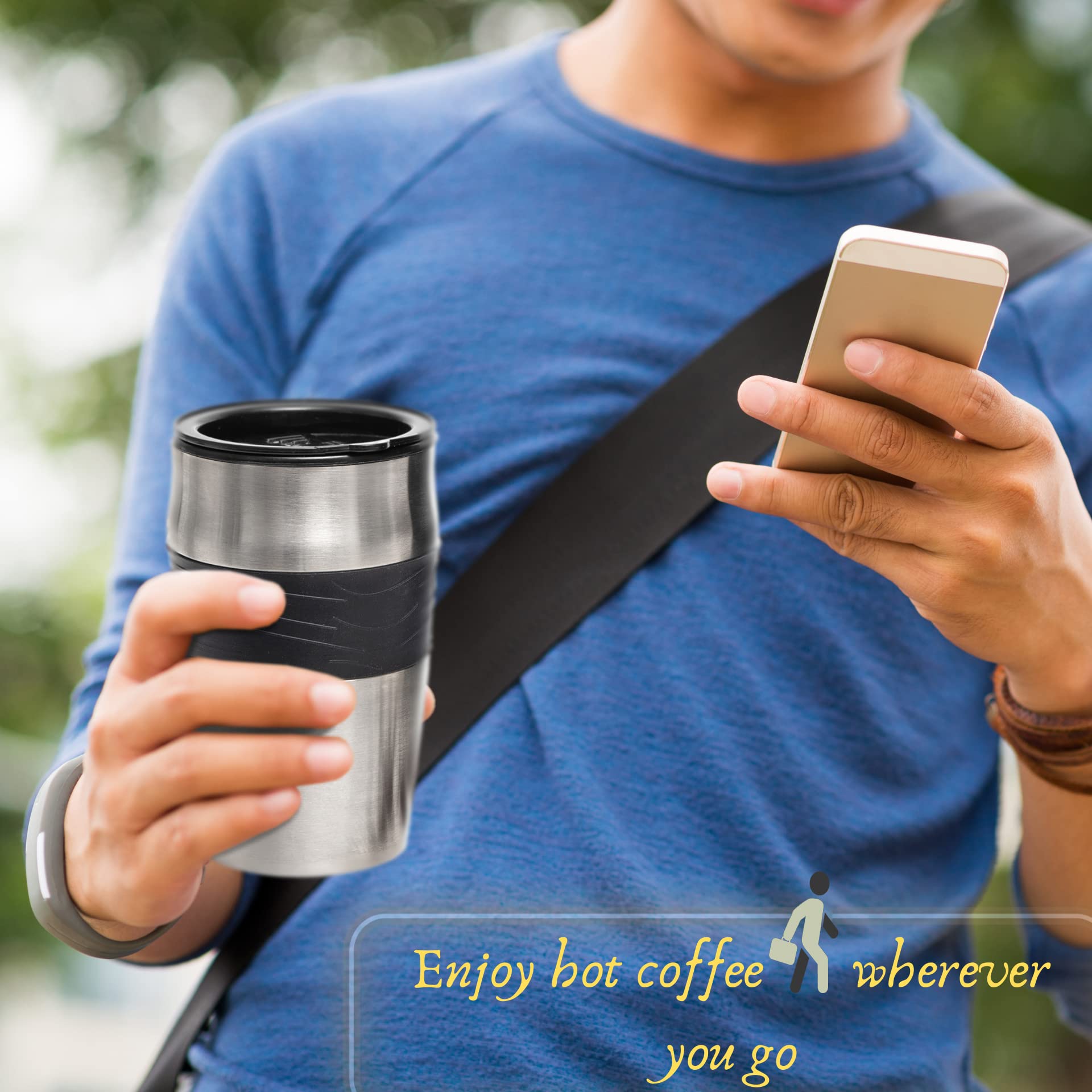 Cafetera Personal 2 en 1 Ultimate Portátil y Ligera Negra con Termo de 14oz y Filtro Reutilizable Eco-Friendly