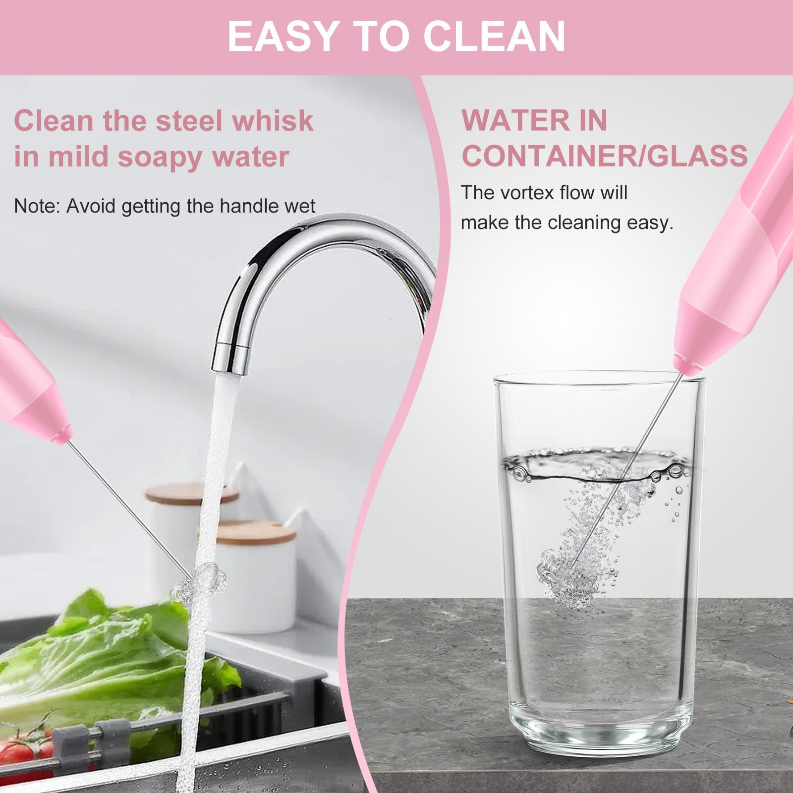 Espumador de leche doble batidor, batidora eléctrica de mano, mezclador de bebidas con agitador de acero inoxidable de grado alimenticio, máquina de espuma con pilas para café, capuchino, Matcha, café