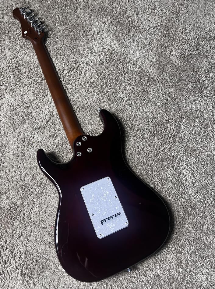 Jet Guitars JS450 TBK Strat Guitarra, pastillas HSS Alnico, cuerpo de tilo sólido con tapa de arce llama, cuello de arce tostado de 22 trastes, afinadores de bloqueo, trémolo de 2 puntos