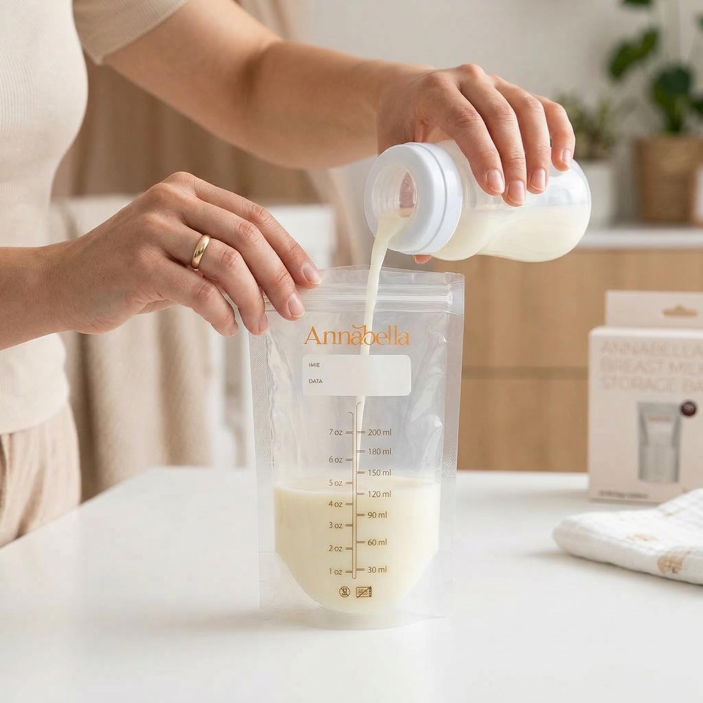 Annabella - 50 bolsas de almacenamiento de leche materna sin BPA, bolsas de leche de 200 ml para almacenamiento de leche materna, bolsas de almacenamiento de leche materna, bolsas de almacenamiento de