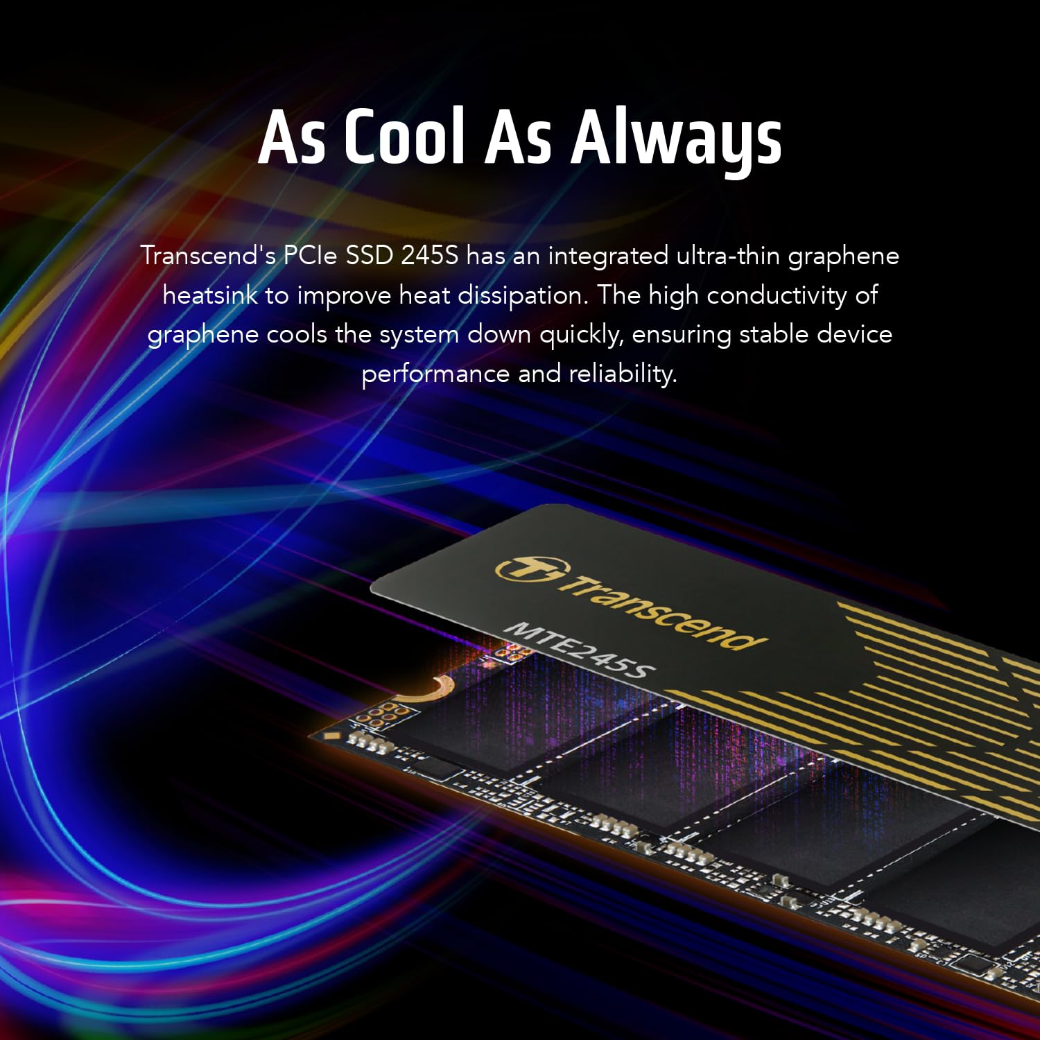Transcend TS250GMTE245S Unidad Interna de Estado sólido para Juegos M.2 PCIe Gen4x4 2280 NVMe con disipador térmico de grafeno, con velocidades de hasta 3,200MB/s