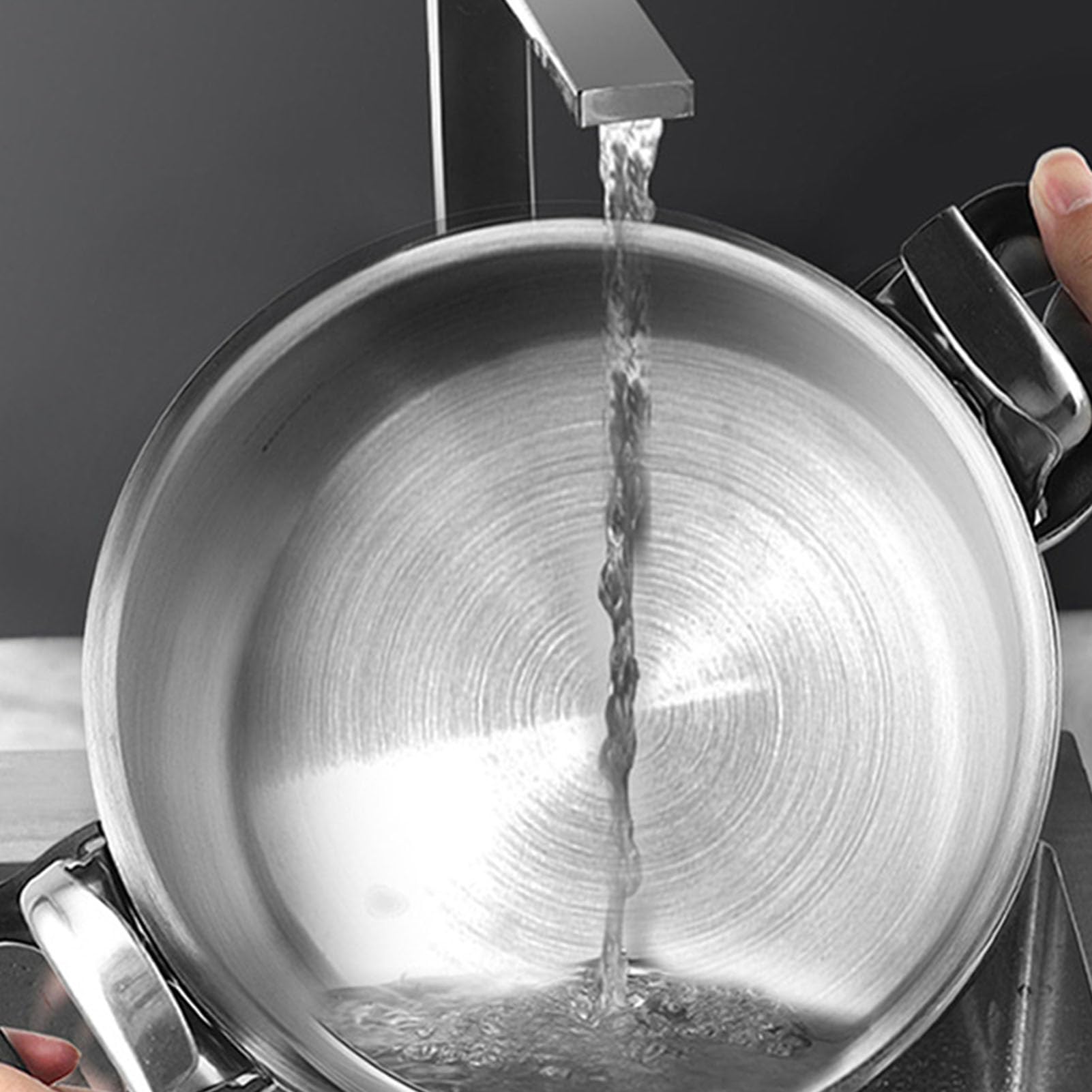 Fosa Olla a Presión de Acero Inoxidable, Olla a Presión de Utensilios de Cocina de Gran Capacidad a Prueba de Explosiones para Cocina de Inducción de Estufa de Gas de Arroz (5L)