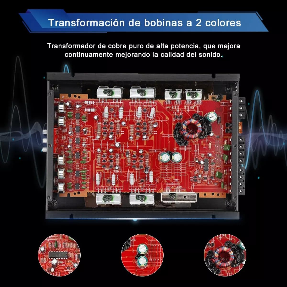 Amplificador de Audio para Auto SK790 2 Ohm 120W x 4 Canales Clase A/B para Coche y Motocicleta