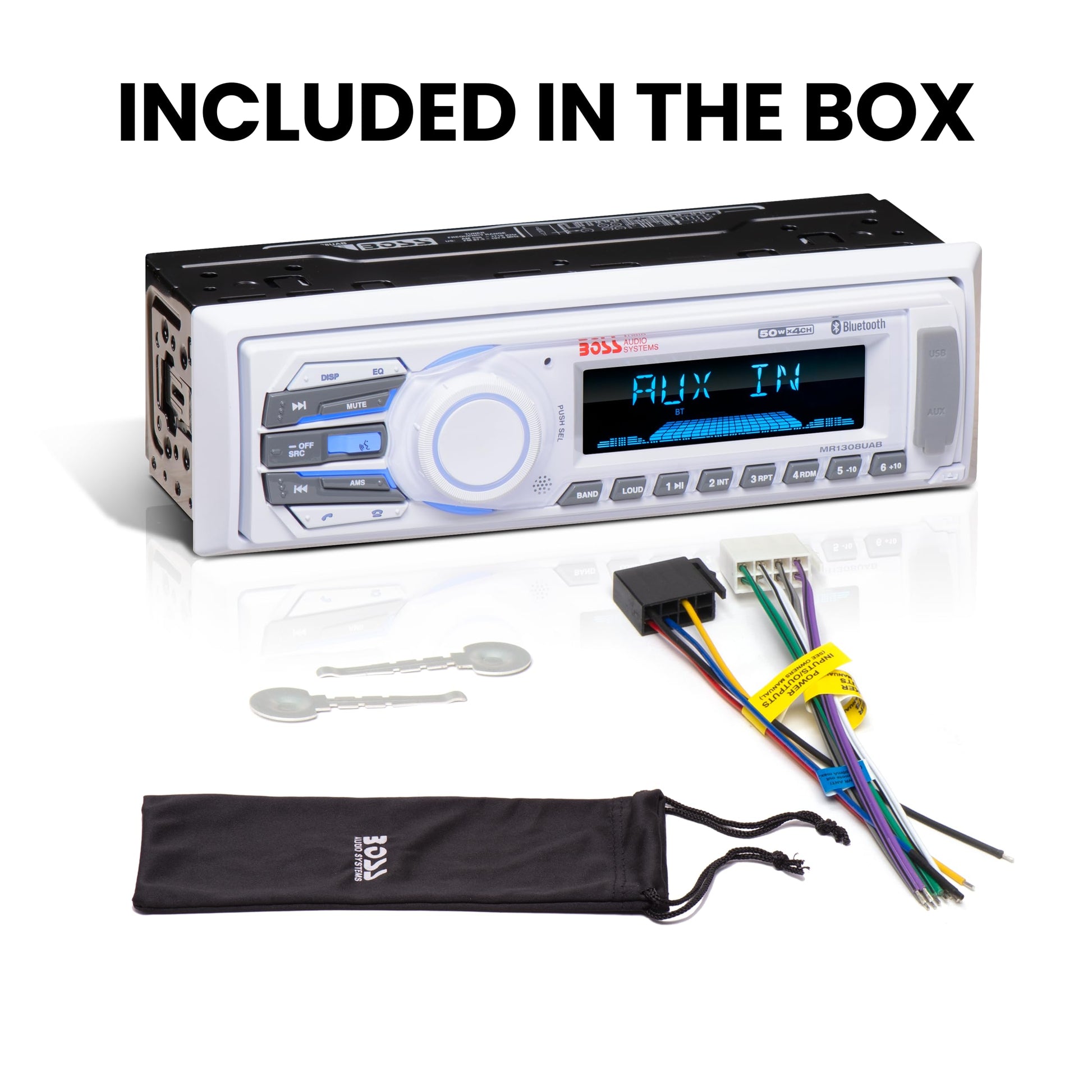 Boss Audio MR1308UAB In-Dash Single-DIN Detachable USB/SD/MP3 Player Receiver Bluetooth Streaming Bluetooth Hands-Free with Remote