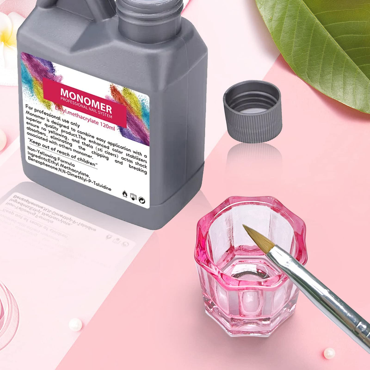Vasos de Vidrio Honey Joy Rosa para Líquido Acrílico y Monómero