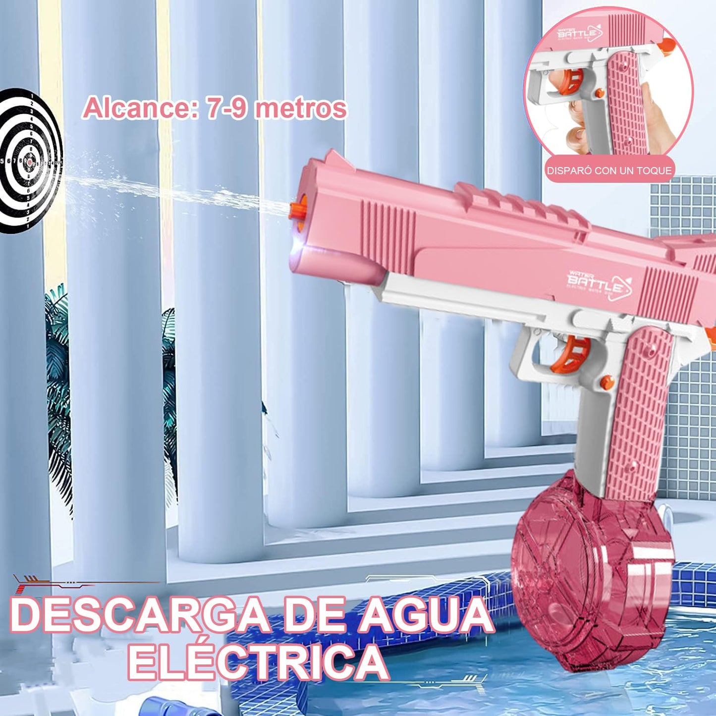KOMPORY Pistola de Agua eléctrica,Pistola de Agua Recargable Eléctrica para Niños Adultos,para Verano Playa y Piscina Juguete de Agua,Tanque de Agua de Gran Capacidad,Alcance de hasta 2-3m