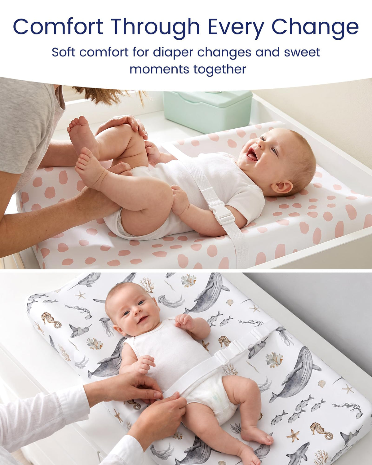 TotAha Premium Cubierta elástica para cambiador para bebé niña o niño, hipoalergénica, extremadamente suave, comodidad sedosa, fundas ajustadas para cambiador de pañales, 16 x 32, 2 paquetes, calabaza