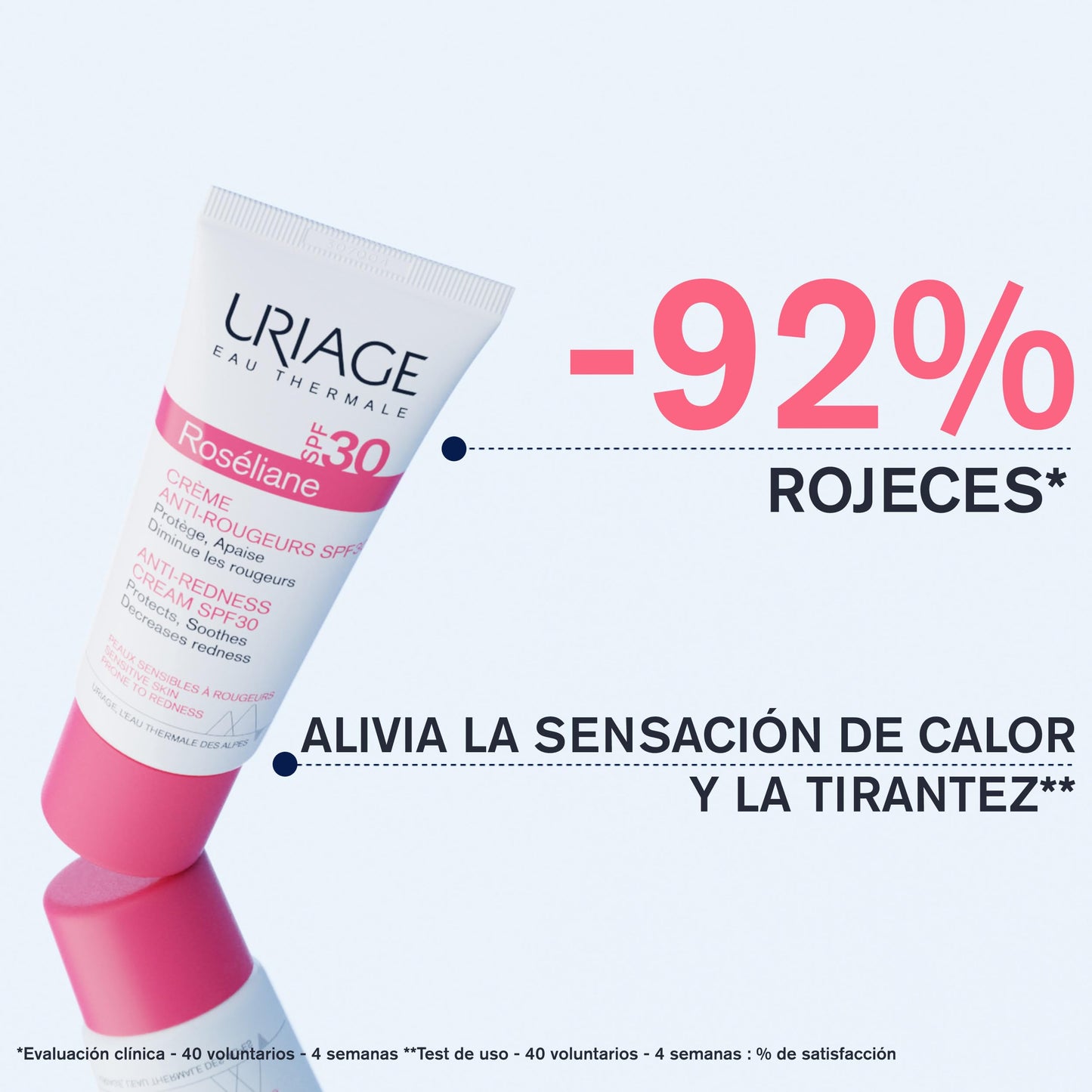 Uriage Roseliane Crema Facial Anti-Rojeces SPF30 Hidratante, con Extracto de Ginseng y Algas - Cubre el Enrojecimiento, Proporciona una Acción Calmante de Larga Duración. Aroma Floral y Afrutado - Para Pieles Sensibles - No Comedogénico