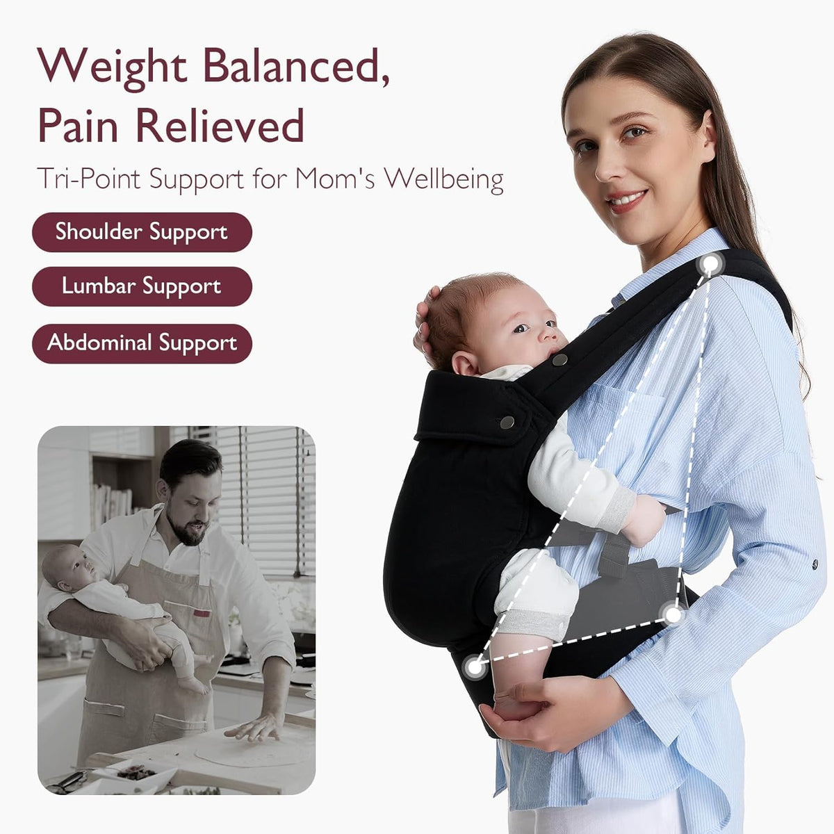 Momcozy Portabebés, Capacidad de Peso de 3,2 kg a 20,4 kg