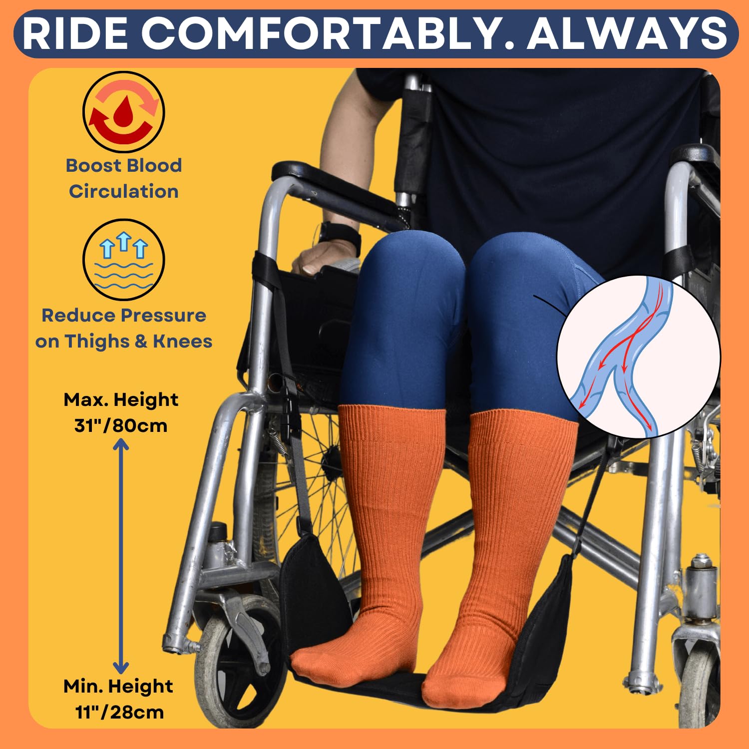 Caredgitz Reposapiés Tipo Hamaca Para Silla De Ruedas, Reposapiernas Antiaplastamiento, Reposapiés De Repuesto Con Altura Ajustable, Soporte Para Piernas Tipo Hamaca Con Base Blanda, Accesorios Esenci