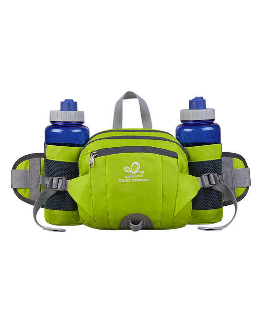 Riñonera WATERFLY Negra con Portabotellas para Senderismo y Deportes Hombre Mujer