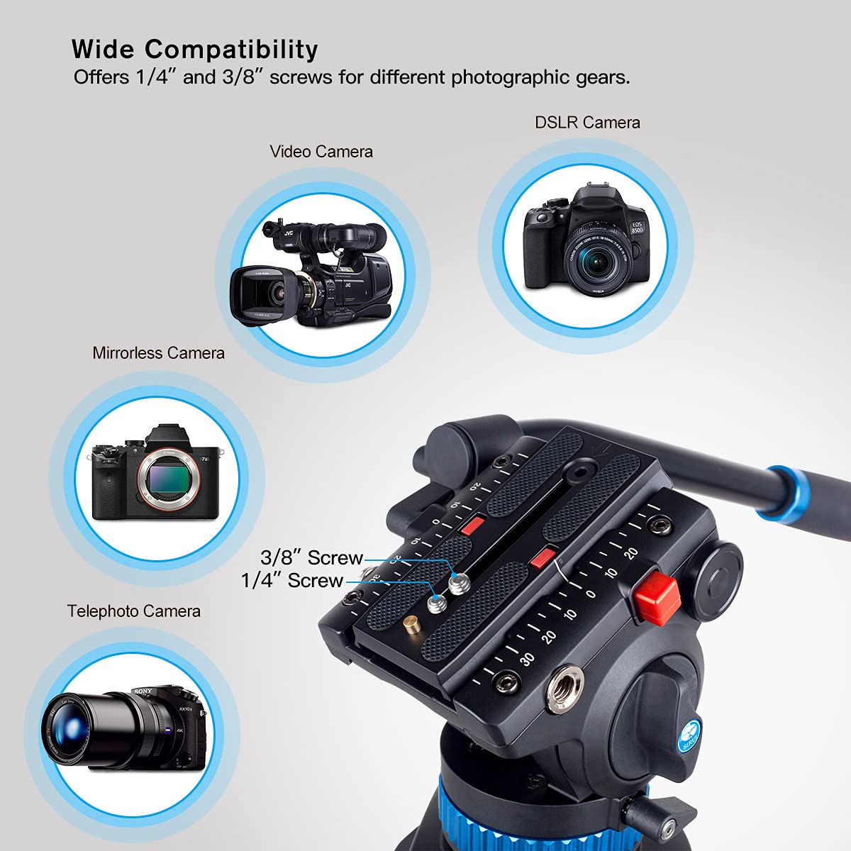 Trípode de Vídeo SIRUI Negro con Amortiguación Ajustable y Giro 360° 155cm