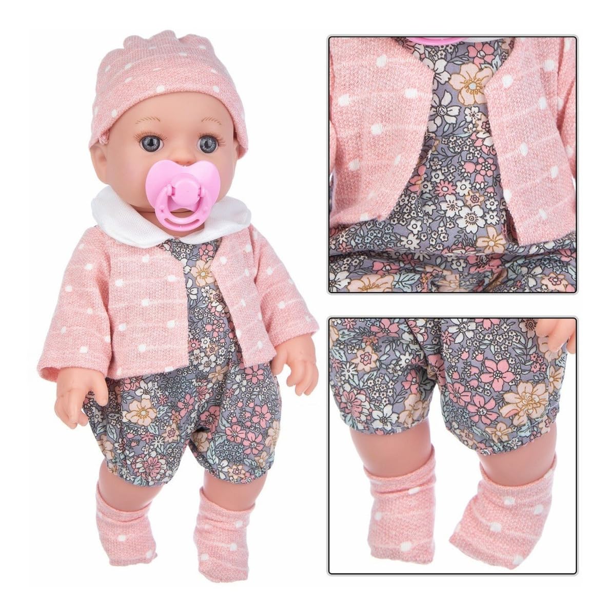 AUXTOO - Reborn Doll Muñeca De Silicona para Baño, Contiene Ropa Y Chupetes, Regalos del Día del Niño para Regalos De Cumpleaños (Abrigo Rosa)