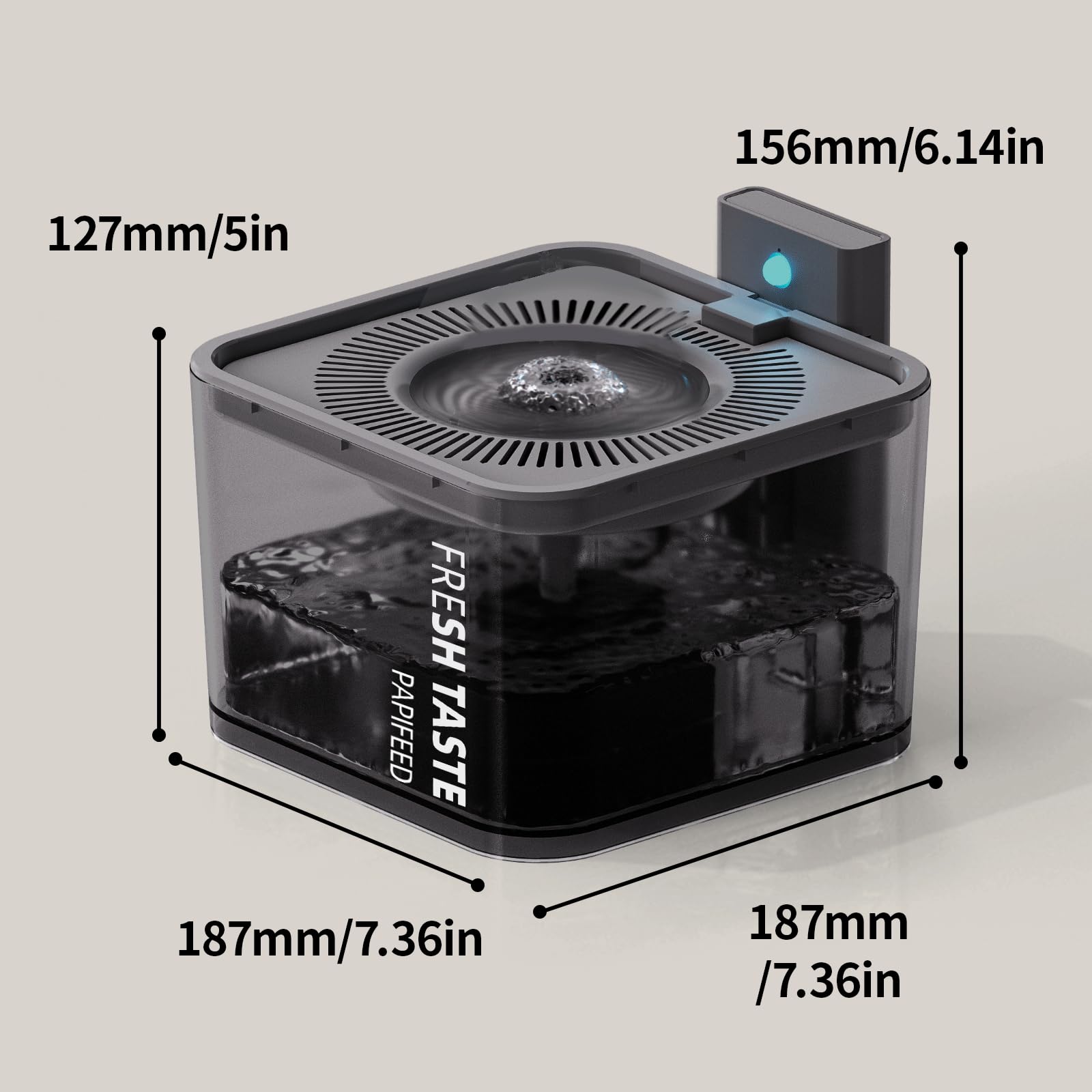 Fuente de Agua Inalámbrica PAPIFEED Blanca con Sensor de Movimiento para Mascotas